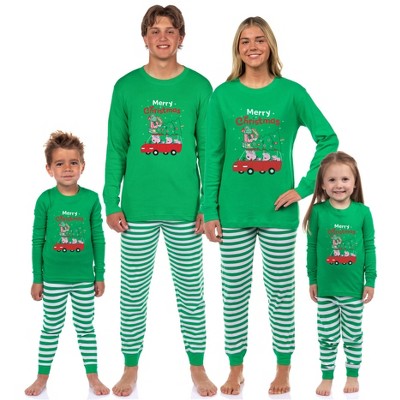 Peppa Pig Matching Family Pajamas Merry Christmas Holiday Fun Shirt and Pant Tight Fit Set Green