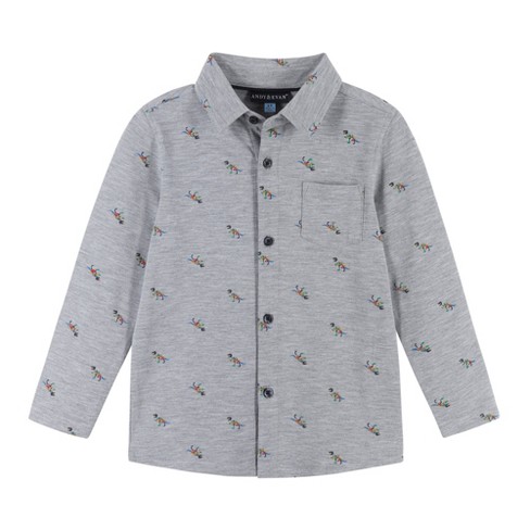 Boys gray button store down