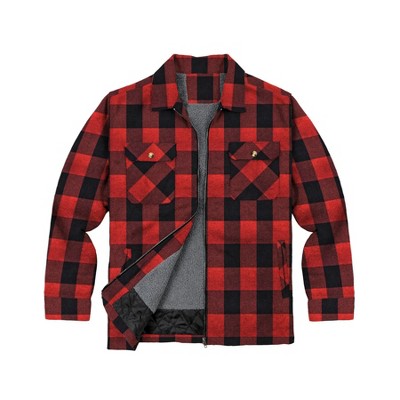 Victory Outfitters Men’s Heavyweight Cotton Brawny Brushed Flannel Shirt Jacket with Zipper and Faux Shearling Lining Brown M — фото 4