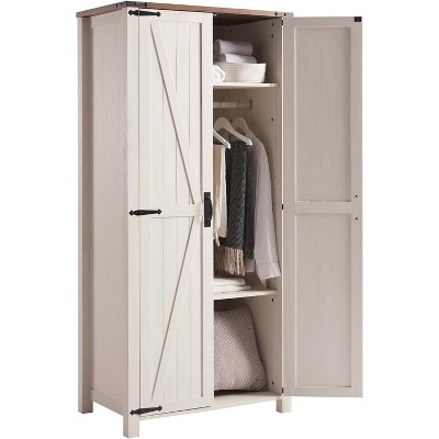 OKD 72" Farmhouse Decorative Storage Cabinets w/Hanging Rod & Adjustable Shelves