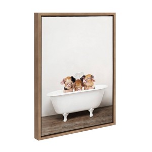 18" x 24" Sylvie Three Little Pigs in Tub Framed Canvas by Amy Peterson - Kate & Laurel All Things Decor - 1 of 4
