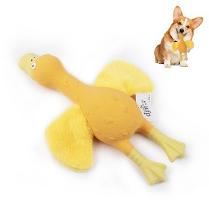 Allforpaws Squeaky Latex Dog Toys Filled with Crepe Paper Plush Wings, Soft Wing Duck, 11.22", Yellow - 1 of 4