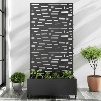 Lirago Iron Black Arch Mobile Planters Planting Box Trellis for Climbing Plants - 72x35