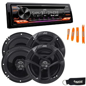 JVC KD-TD91BTS - CD Receiver w/ Bluetooth, Front USB, AUX, Amazon Alexa, SirusXM Ready + Two Pairs Of JVC 6.5" Speakers - 1 of 4