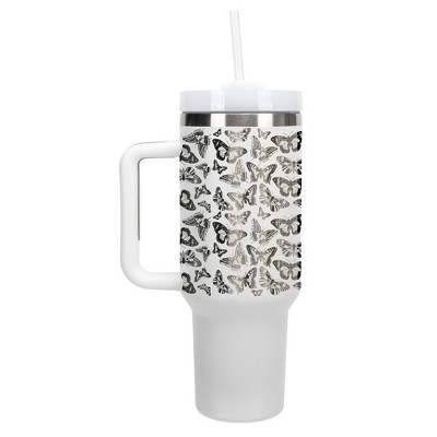 Elanze Designs Small Monarch Butterfly Garden 40 oz. Stainless Steel, Large Water Bottle Coffee Mug, Spill & Leak Resistant, Thermal Travel Tumbler