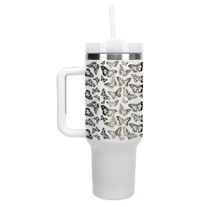 Elanze Designs Small Monarch Butterfly Garden 40 oz. Stainless Steel, Large Water Bottle Coffee Mug, Spill & Leak Resistant, Thermal Travel Tumbler - 1 of 1