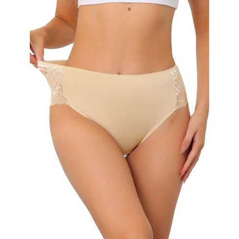 Agnes Orinda Women's Plus Size Panties Underwear Lace Breathable Mid Waist  Stretch Briefs Nude Medium