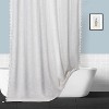 Linen Blend Shower Curtain with Tassels, Boho Farmhouse Bathroom Decor, Textured Fabric,  72 x 72 Inch, Machine Washable, Buttonhole Top - 2 of 4