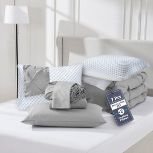 Nestl Comforter Set, 9 Piece Pinch Pleated Bedding Set, Bed in a Bag, All season Bed Set with Cooling Pillows - 1 of 4