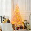 Angel Sar 6ft Pre-lit Flocked Pink Christmas Tree, 250 Warm White LED Lights, 1000 Realistic Tips, Hinged Metal Stand - 4 of 4