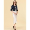 INSPIRE CHIC Women's Work Floral 3/4 Lace Trim Sleeves Open Front Bolero Shrug - 2 of 4
