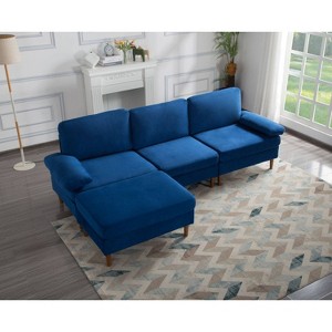 MAYEERTY 102" Convertible Sectional Sofa Solid Wood & Iron Frame, Removable Washable Covers, Anti-Slip Feet, 3 Colors - 1 of 4
