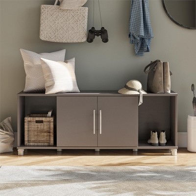 Camberly Adjustable Graphite Gray Laminated Shoe Storage Bench