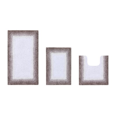 Torrent Collection 3 Piece 100% Soft Cotton Tufted Weave Bath Rug Set, Ombre Pattern, Super Soft & Absorbent, Machine Washable Bathroom Mats