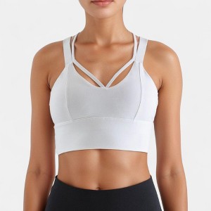 Anna-Kaci Active Women's Strappy V Neck Sports Bra Top with Wide Shoulder Bands and Soft Stretch Fabric - 1 of 4