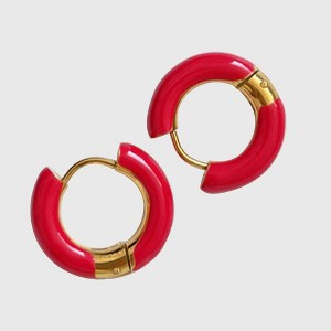 Anna-Kaci Women's Enamel Huggie Hoop Earrings - Small Hoops for Everyday Wear - 1 of 3