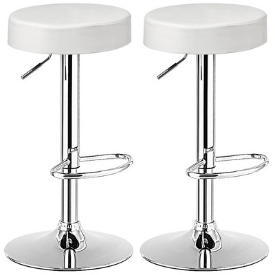 Costway Set of 4 Round Bar Stool Adjustable Swivel Pub Chair w Footrest White