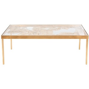 Leilani Palm Leaf Coffee Table - Gold Leaf/Glass - Safavieh - 1 of 4