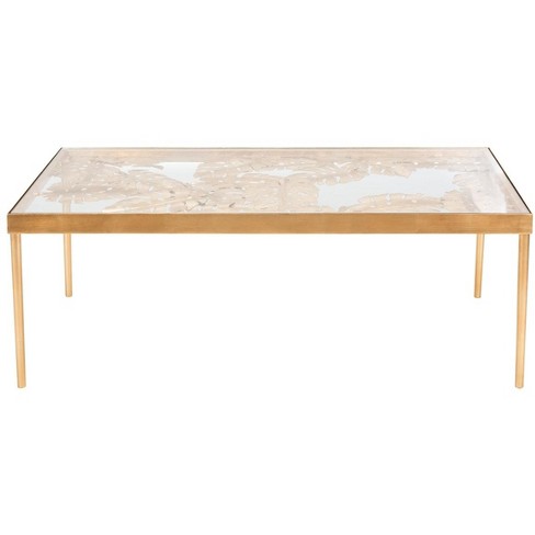 Leilani Palm Leaf Coffee Table - Gold Leaf/Glass - Safavieh - image 1 of 4