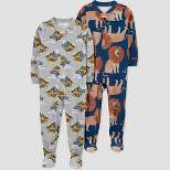 Carter's Just One You®️ Toddler Boys' 2pk Snow Trucks and Lions Footed Pajama - Blue
