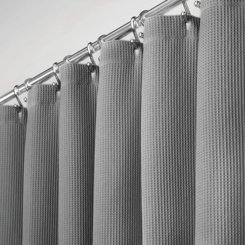 Mdesign Long Cotton Waffle Weave Fabric Shower Curtain 72 X 84