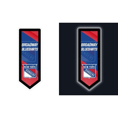 Evergreen Ultra-Thin Glazelight LED Wall Decor, Pennant, New York Rangers- 9 x 23 Inches Made In USA