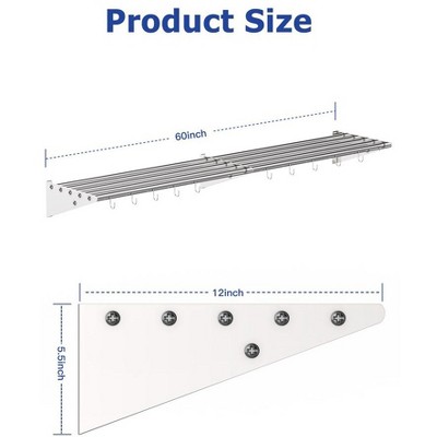 Stainless Steel Wall Mount Kitchen Rack with S Hooks