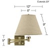 Barnes and Ivy Modern Swing Arm Wall Lamp Antique Brass Plug-In Light Fixture Fine Burlap Empire Shade for Bedroom Bedside Reading - image 4 of 4