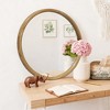 Spassway 24" Walnut Wood Round Mirror Circle Wall Mirror Farmhouse Bathroom Vanity Mirror for Living Room Bedroom Entryway Modern Decoration - 2 of 4