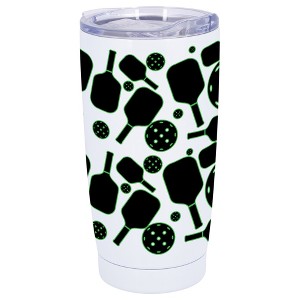 100 North 20 Ounce Stainless Steel On the Go Travel Tumbler With Push Top Lid, Pickleball Paddle White - 1 of 4