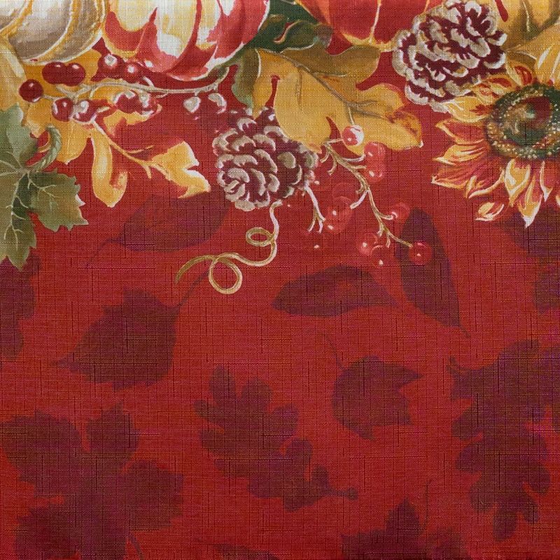 Swaying Leaves Bordered Fall Tablecloth - Red/White - Elrene Home Fashions, 3 of 4