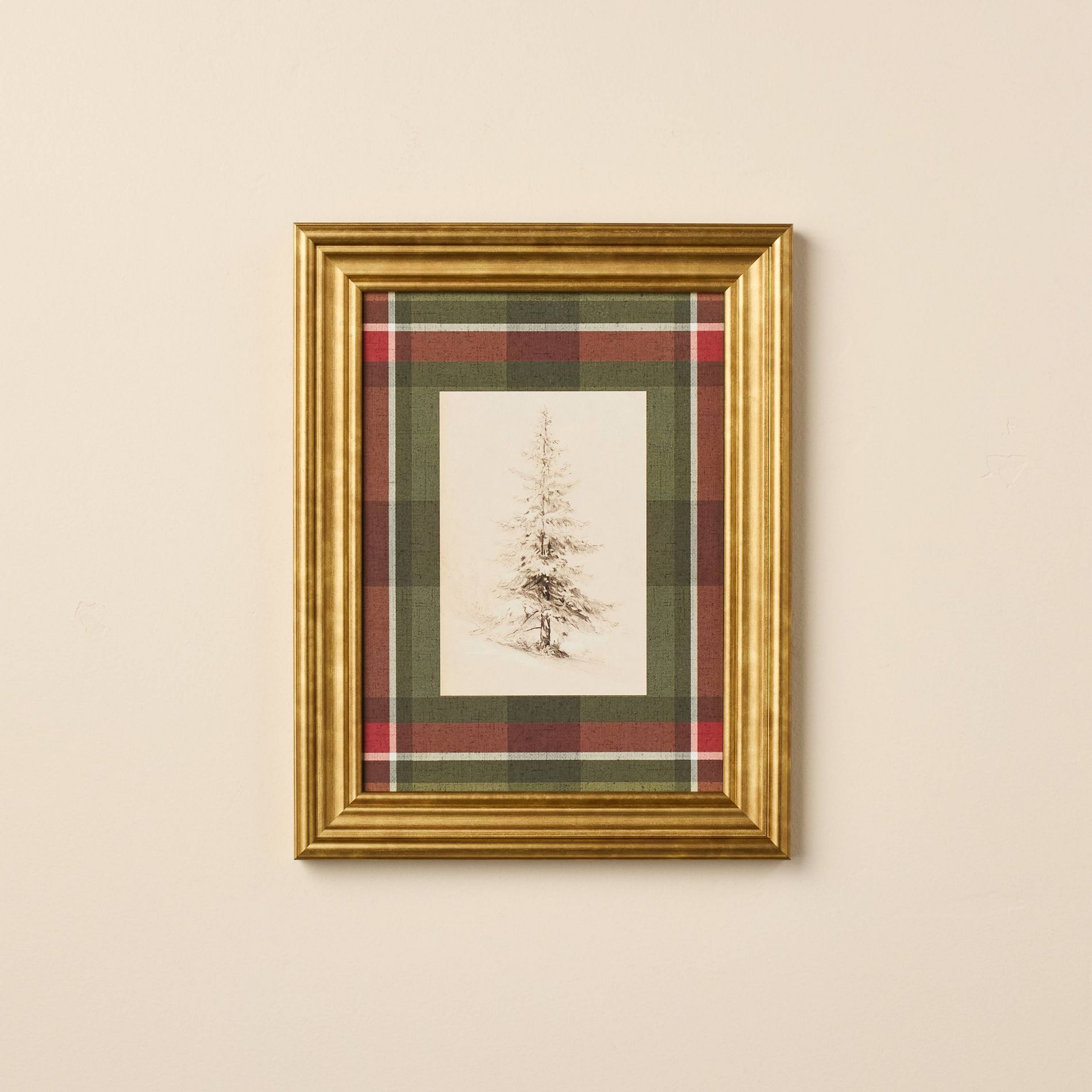 11"x14" Christmas Tree Plaid Embroidery Framed Wall Art - Hearth & Hand™ with Magnolia