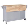 Natural Wood Top Storage Cabinet With Sturdy Casters, Spice Rack Towel Holder, 2 Storage Drawers Storage Cabinet For Kitchen, Entrance Buffet Cabinet - 2 of 4