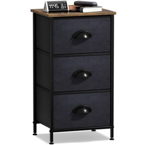 Sorbus Nightstand with 3 Drawers - Steel Frame, Wood Top & Easy Pull Fabric Bins - Perfect for Home, Bedroom, Office & College Dorm - 1 of 4