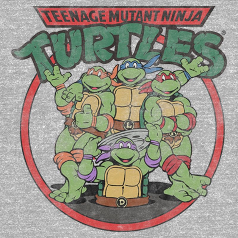 Juniors Womens Teenage Mutant Ninja Turtles Distressed Ninjas Circle T-Shirt, 2 of 5