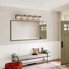 GreenEver 40'' Farmhouse Vanity Light, 5-Light Bathroom Sconce with Seeded Glass, Black Wood Grain Finish, Modern Industrial Design (No Bulbs) - 4 of 4