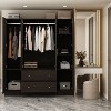 Famapy Brown 4-Doors Armoire With Mirror Hanging Rod and Drawers - 2 of 4
