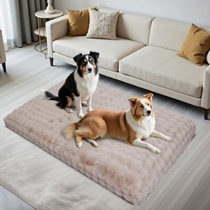 Artloge Plush Pet Bed Washable Dog Mat Crate Bed Anti-Slip Kennel Mattress Deluxe Sleeping Mat for Puppy & Large Dogs with Removable Cover - 1 of 4