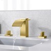 Sumerain Brushed Gold Waterfall Bathroom Faucet 3 Hole 8 Inch Widespread Bathroom Sink Faucet - 2 of 4