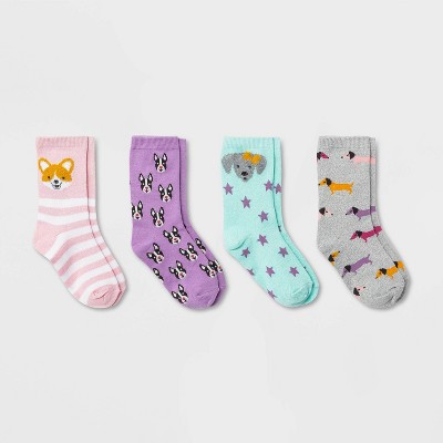 Girls' 4pk Super Soft Dog crew Crew Socks - Cat & Jack™ S