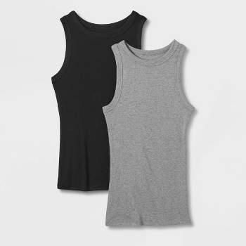 Women's Slim Fit Ribbed 2pk Bundle Tank Top - A New Day™ 