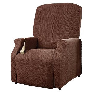 Stretch Pique Lift Recliner Slipcover Chocolate - Sure Fit, Size: Medium, Brown