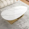 NicBex Modern White Coffee Table with Sintered Stone Tabletop & Unique Steel Base,Marble Oval Center Table for Living Room,Gold 51.2" - 3 of 4