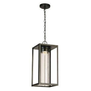 21" Walker Hill LED Outdoor Wall Light: Seedy Glass, Matte Black - EGLO, ETL Listed, Vintage Style - 1 of 4