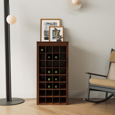 SKRAN Modular 32-Bottle Wine Bar Cabinet with Buffet, 17.80"W x 15.95"D x 35.43"H, MDF Material