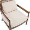 PAGED Modern Accent Chairs Set of 2, Wooden Arm Chair with Rattan Backrest and Cushion for Bedroom, Living Room Furniture - 3 of 4