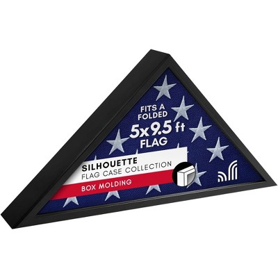 Americanflat Large Flag Display Case for Burial Flag - Fits Folded 5 x 9.5' Flag - Military Flag Case - Silhouette Collection - Black
