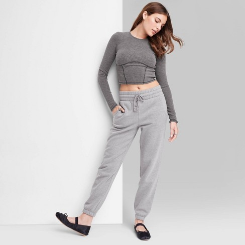 Women's High-rise Tapered Sweatpants - Wild Fable™ Heather Gray Xs