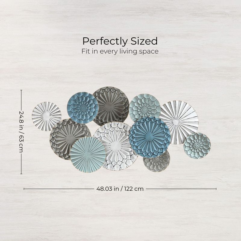 LuxenHome Multi-Color Metal Floral Layered Plates Wall Decor Multicolored, 5 of 10