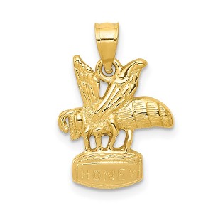 Black Bow Jewelry 14k Yellow Gold Honey Bee Pendant, 13mm (1/2 inch) - 1 of 4